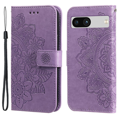 For Google Pixel 7a Anti-Scratch PU Leather Cover Case Flower Imprinting Phone Stand Wallet Phone Shell