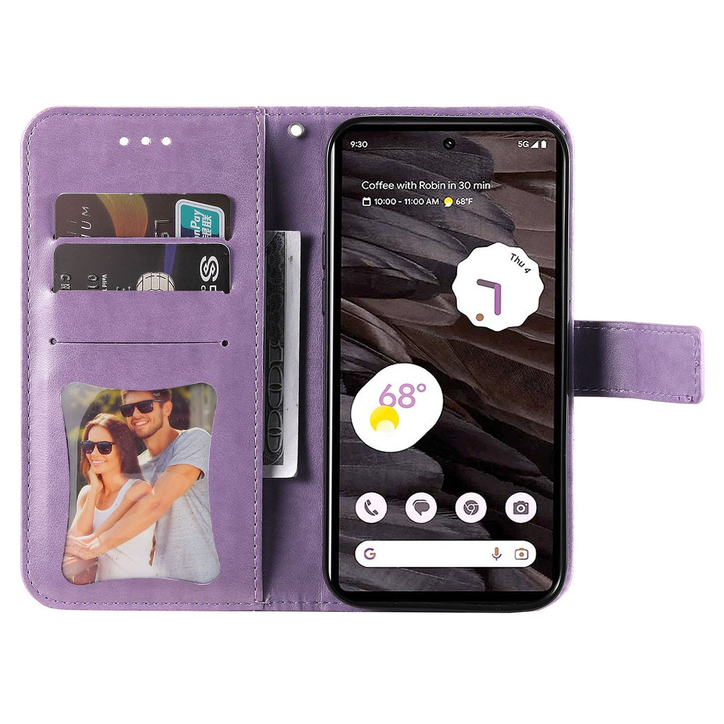 For Google Pixel 7a Anti-Scratch PU Leather Cover Case Flower Imprinting Phone Stand Wallet Phone Shell