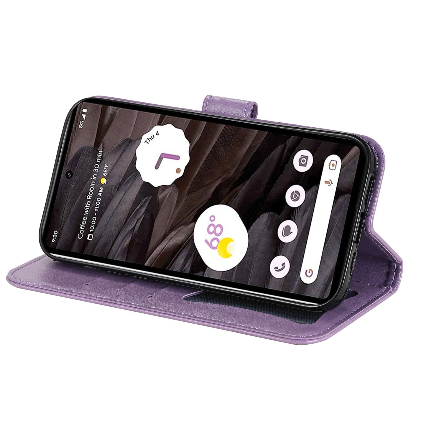 For Google Pixel 7a Anti-Scratch PU Leather Cover Case Flower Imprinting Phone Stand Wallet Phone Shell