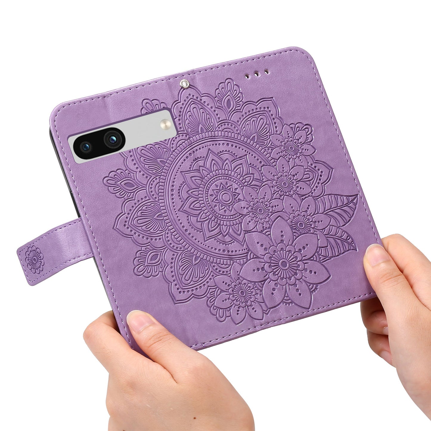For Google Pixel 7a Anti-Scratch PU Leather Cover Case Flower Imprinting Phone Stand Wallet Phone Shell