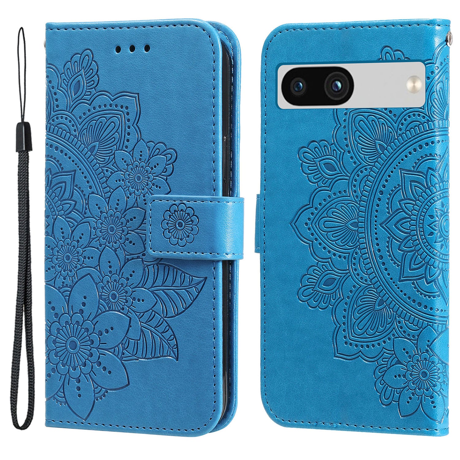 For Google Pixel 7a Anti-Scratch PU Leather Cover Case Flower Imprinting Phone Stand Wallet Phone Shell