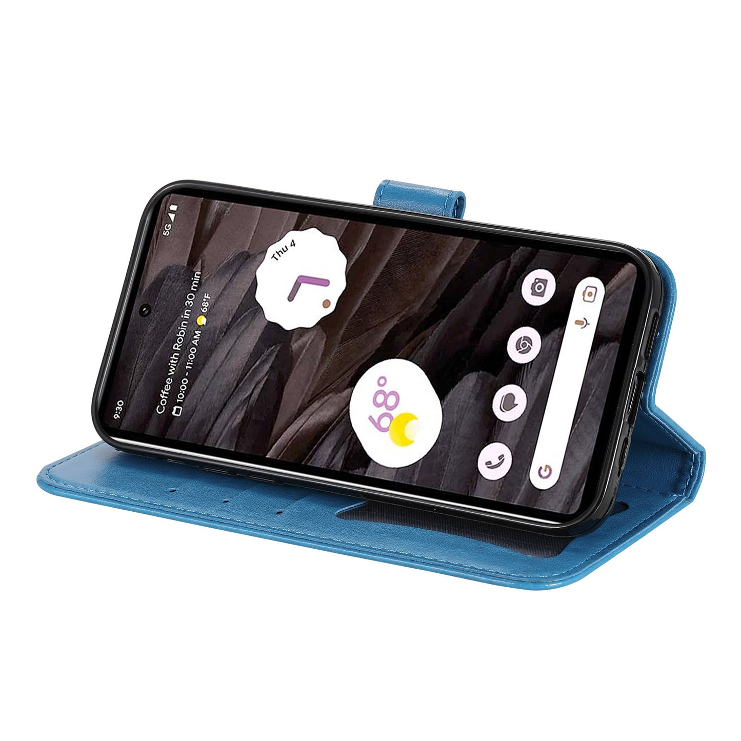 For Google Pixel 7a Anti-Scratch PU Leather Cover Case Flower Imprinting Phone Stand Wallet Phone Shell