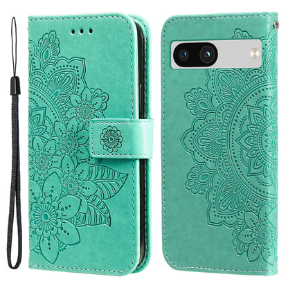 For Google Pixel 7a Anti-Scratch PU Leather Cover Case Flower Imprinting Phone Stand Wallet Phone Shell