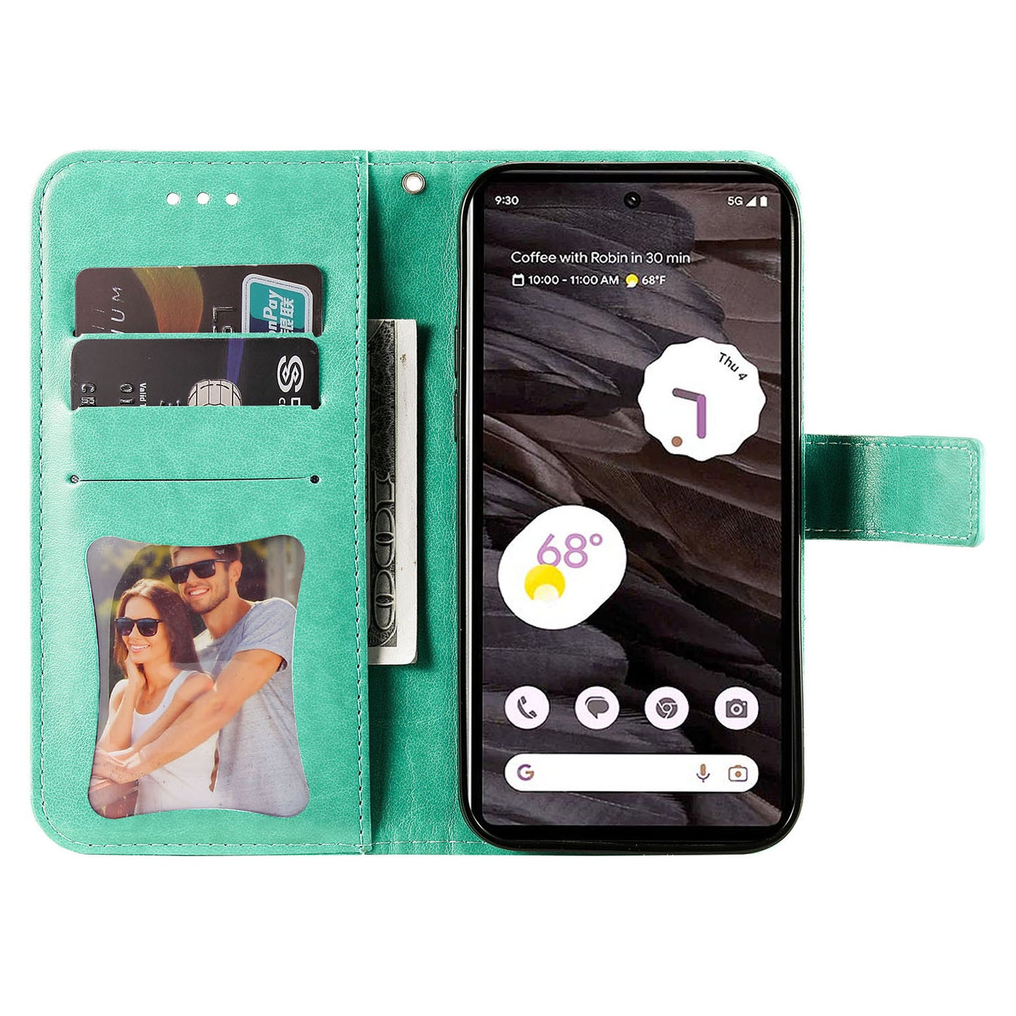 For Google Pixel 7a Anti-Scratch PU Leather Cover Case Flower Imprinting Phone Stand Wallet Phone Shell