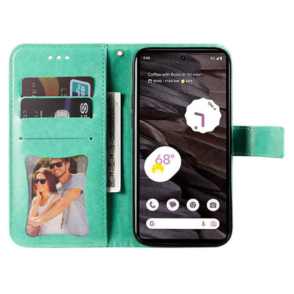 For Google Pixel 7a Anti-Scratch PU Leather Cover Case Flower Imprinting Phone Stand Wallet Phone Shell