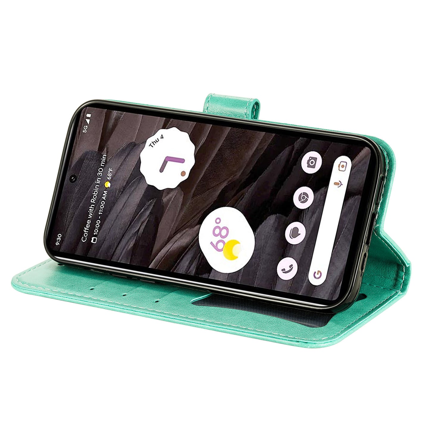 For Google Pixel 7a Anti-Scratch PU Leather Cover Case Flower Imprinting Phone Stand Wallet Phone Shell