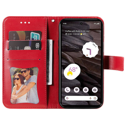 For Google Pixel 7a Anti-Scratch PU Leather Cover Case Flower Imprinting Phone Stand Wallet Phone Shell