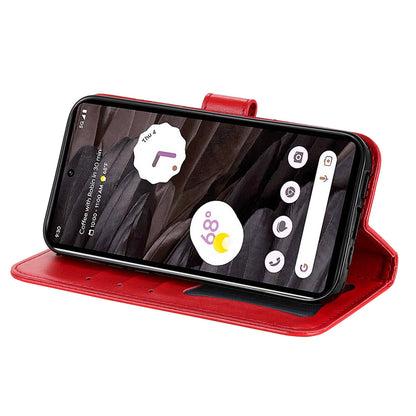 For Google Pixel 7a Anti-Scratch PU Leather Cover Case Flower Imprinting Phone Stand Wallet Phone Shell