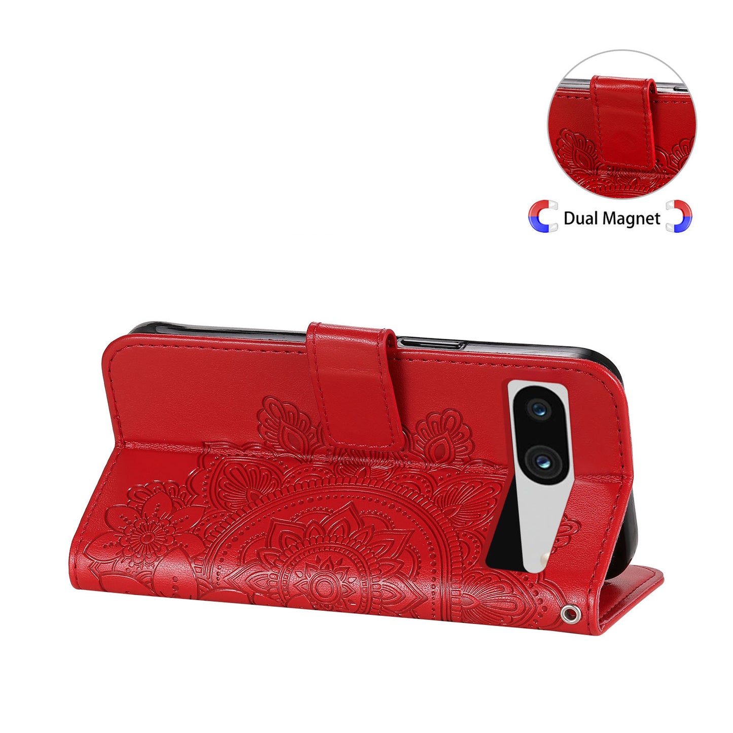 For Google Pixel 7a Anti-Scratch PU Leather Cover Case Flower Imprinting Phone Stand Wallet Phone Shell