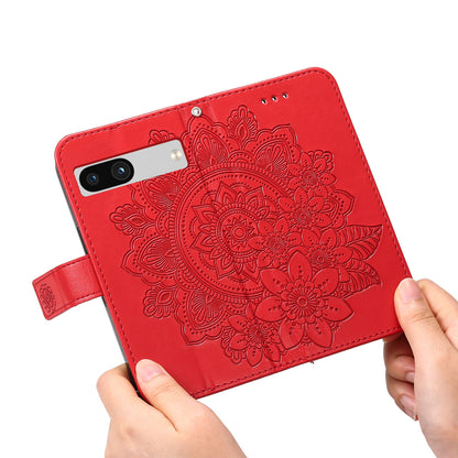 For Google Pixel 7a Anti-Scratch PU Leather Cover Case Flower Imprinting Phone Stand Wallet Phone Shell