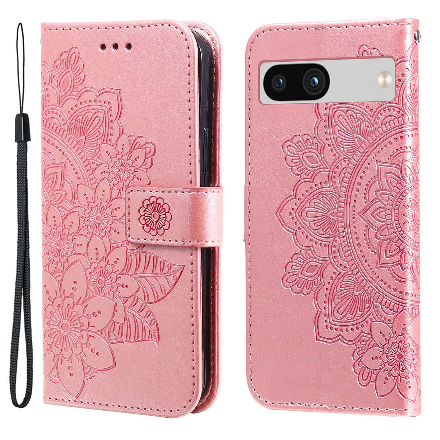 For Google Pixel 7a Anti-Scratch PU Leather Cover Case Flower Imprinting Phone Stand Wallet Phone Shell