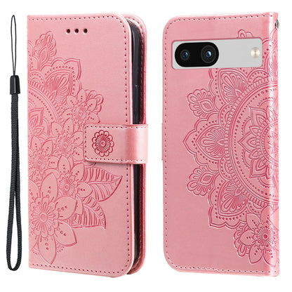 For Google Pixel 7a Anti-Scratch PU Leather Cover Case Flower Imprinting Phone Stand Wallet Phone Shell