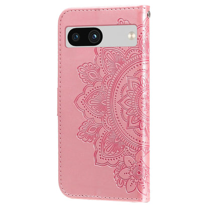 For Google Pixel 7a Anti-Scratch PU Leather Cover Case Flower Imprinting Phone Stand Wallet Phone Shell