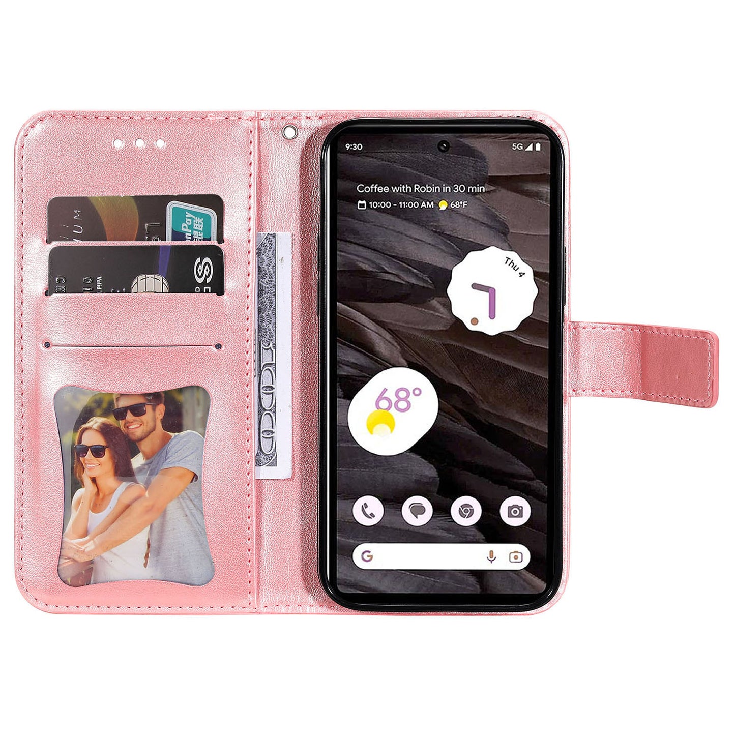 For Google Pixel 7a Anti-Scratch PU Leather Cover Case Flower Imprinting Phone Stand Wallet Phone Shell