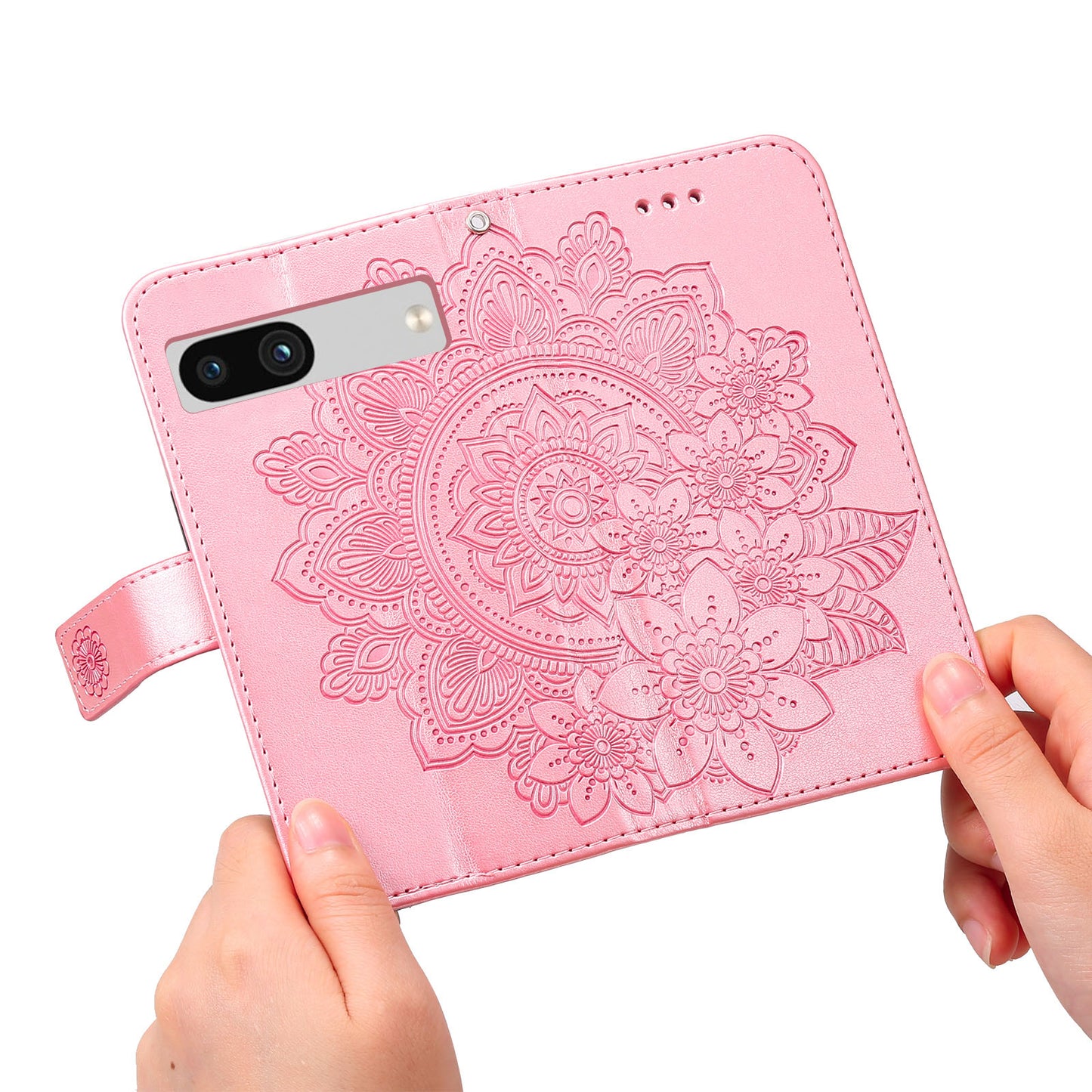 For Google Pixel 7a Anti-Scratch PU Leather Cover Case Flower Imprinting Phone Stand Wallet Phone Shell