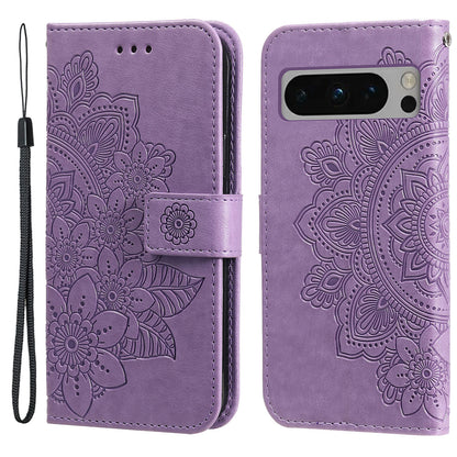 For Google Pixel 8 Pro Imprinting Flower Cell Phone Stand Wallet Shell PU Leather Cover Case