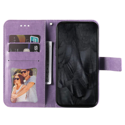 For Google Pixel 8 Pro Imprinting Flower Cell Phone Stand Wallet Shell PU Leather Cover Case