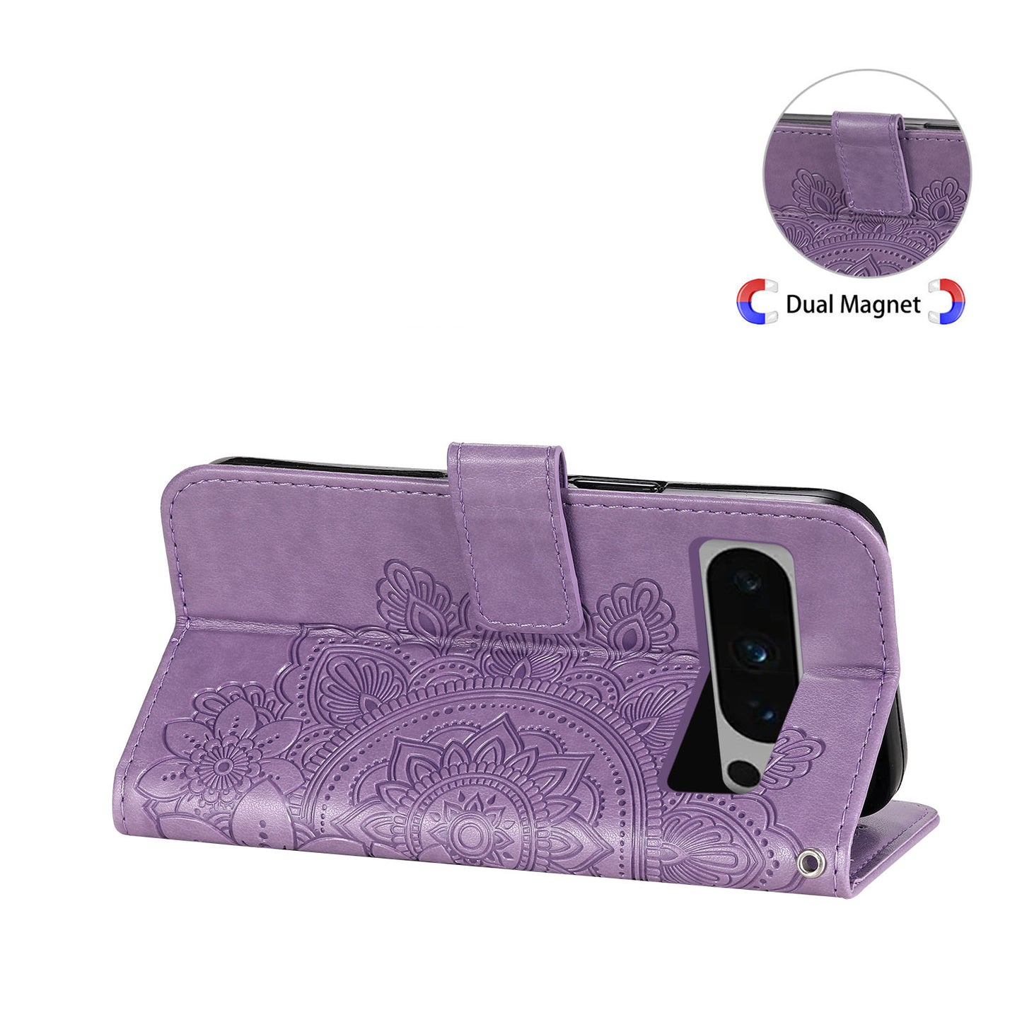 For Google Pixel 8 Pro Imprinting Flower Cell Phone Stand Wallet Shell PU Leather Cover Case