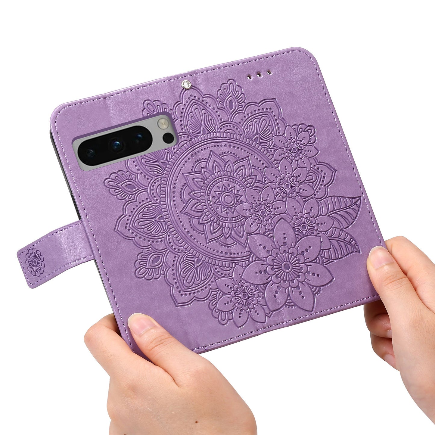 For Google Pixel 8 Pro Imprinting Flower Cell Phone Stand Wallet Shell PU Leather Cover Case