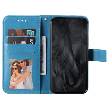 For Google Pixel 8 Pro Imprinting Flower Cell Phone Stand Wallet Shell PU Leather Cover Case