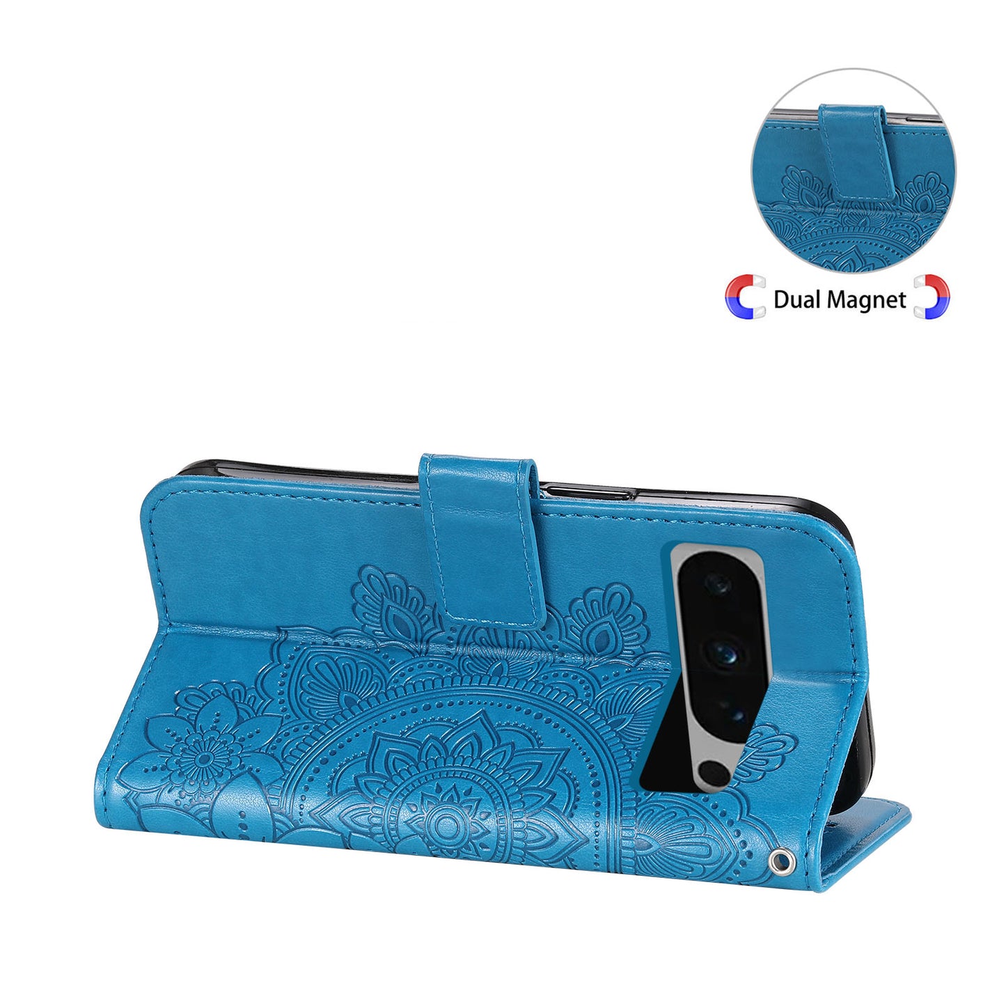 For Google Pixel 8 Pro Imprinting Flower Cell Phone Stand Wallet Shell PU Leather Cover Case