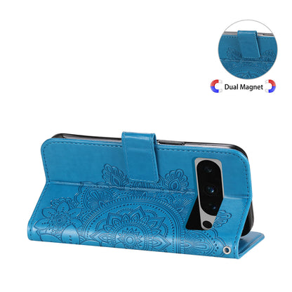 For Google Pixel 8 Pro Imprinting Flower Cell Phone Stand Wallet Shell PU Leather Cover Case