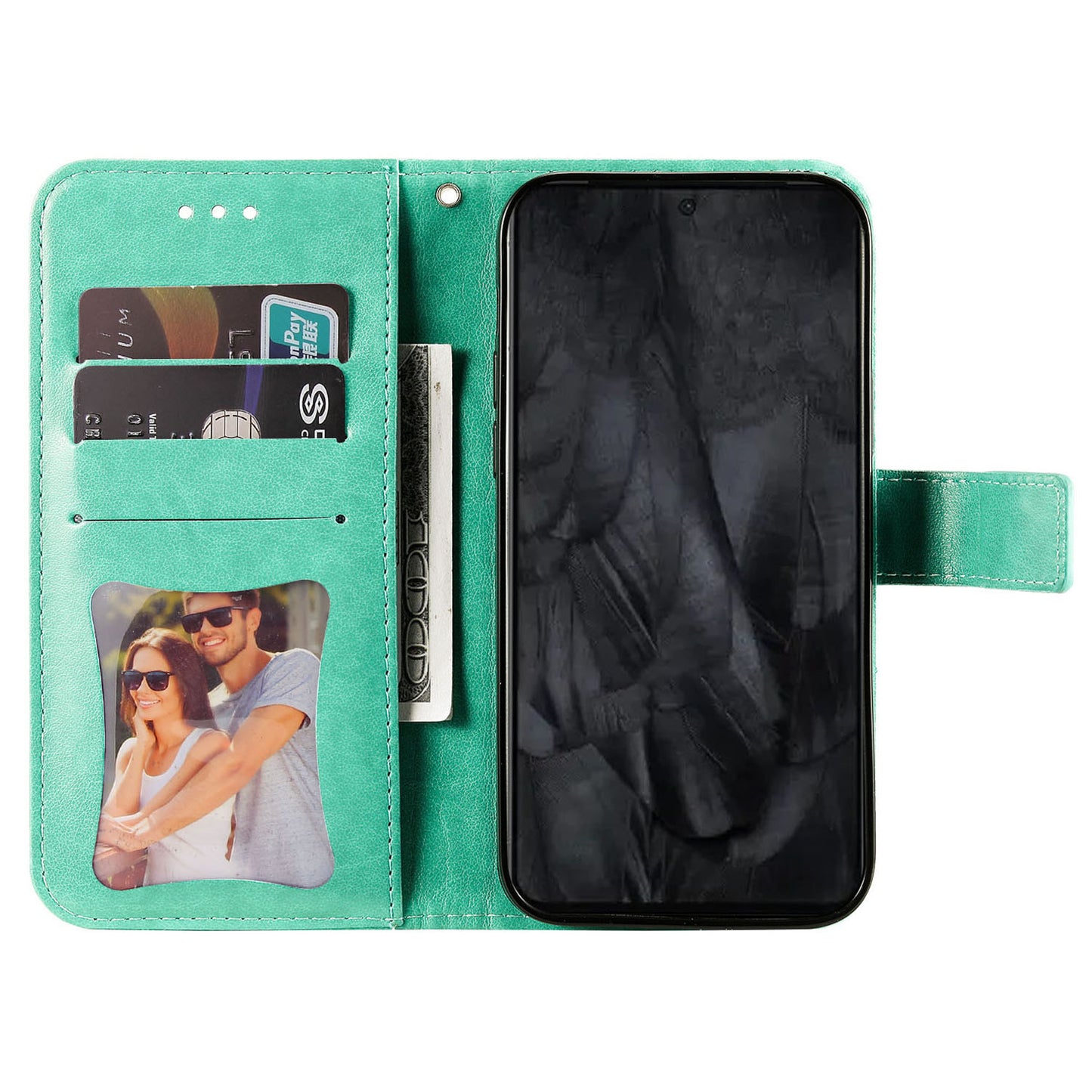 For Google Pixel 8 Pro Imprinting Flower Cell Phone Stand Wallet Shell PU Leather Cover Case