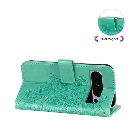 For Google Pixel 8 Pro Imprinting Flower Cell Phone Stand Wallet Shell PU Leather Cover Case