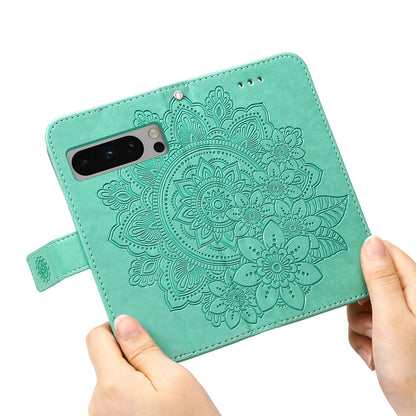 For Google Pixel 8 Pro Imprinting Flower Cell Phone Stand Wallet Shell PU Leather Cover Case