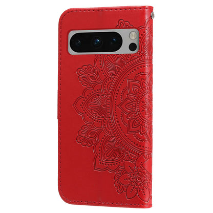 For Google Pixel 8 Pro Imprinting Flower Cell Phone Stand Wallet Shell PU Leather Cover Case