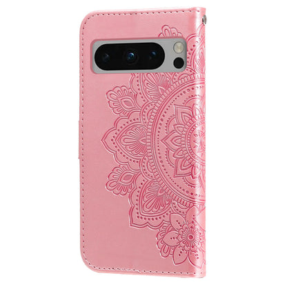 For Google Pixel 8 Pro Imprinting Flower Cell Phone Stand Wallet Shell PU Leather Cover Case