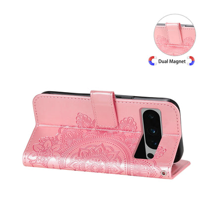 For Google Pixel 8 Pro Imprinting Flower Cell Phone Stand Wallet Shell PU Leather Cover Case