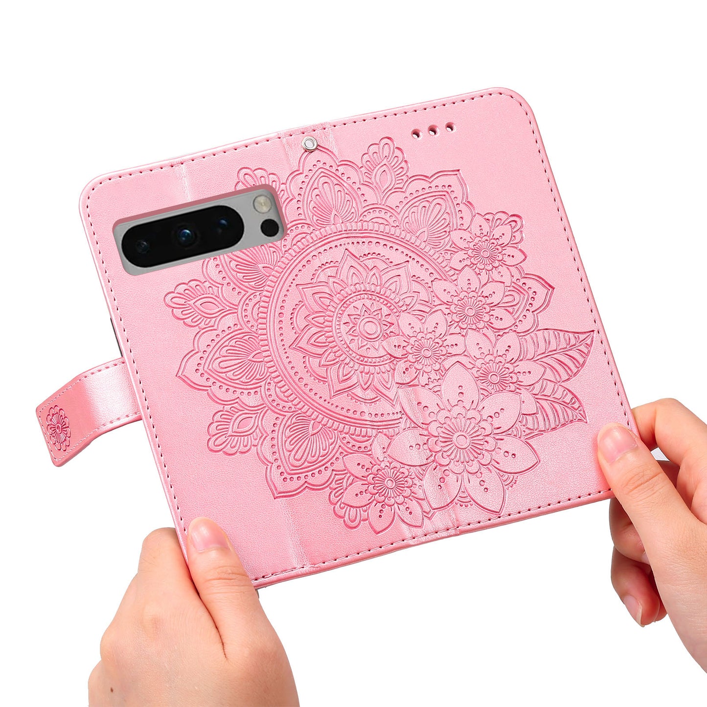 For Google Pixel 8 Pro Imprinting Flower Cell Phone Stand Wallet Shell PU Leather Cover Case