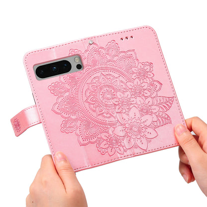 For Google Pixel 8 Pro Imprinting Flower Cell Phone Stand Wallet Shell PU Leather Cover Case