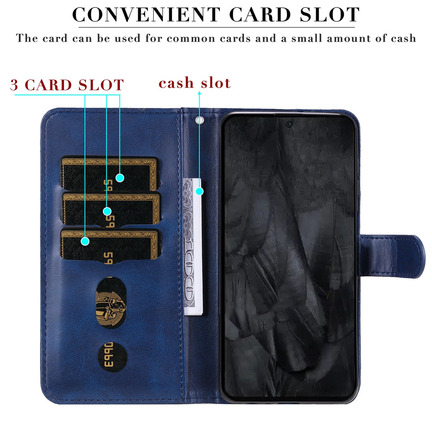 For Google Pixel 8 Pro Calf Texture Phone Case Zipper Pocket Leather Wallet Stand Cover