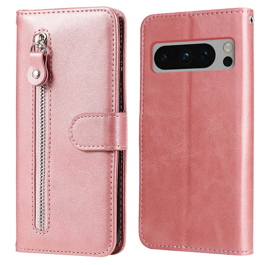 For Google Pixel 8 Pro Calf Texture Phone Case Zipper Pocket Leather Wallet Stand Cover