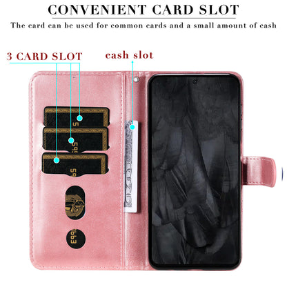 For Google Pixel 8 Pro Calf Texture Phone Case Zipper Pocket Leather Wallet Stand Cover