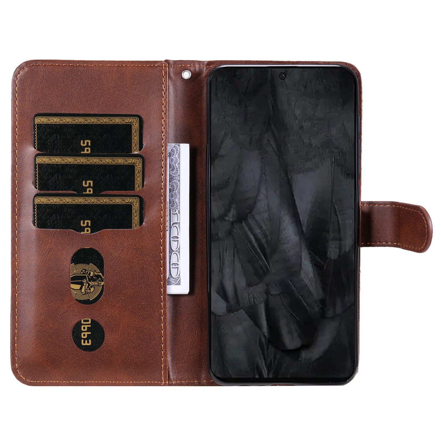 For Google Pixel 8 Pro Calf Texture Phone Case Zipper Pocket Leather Wallet Stand Cover