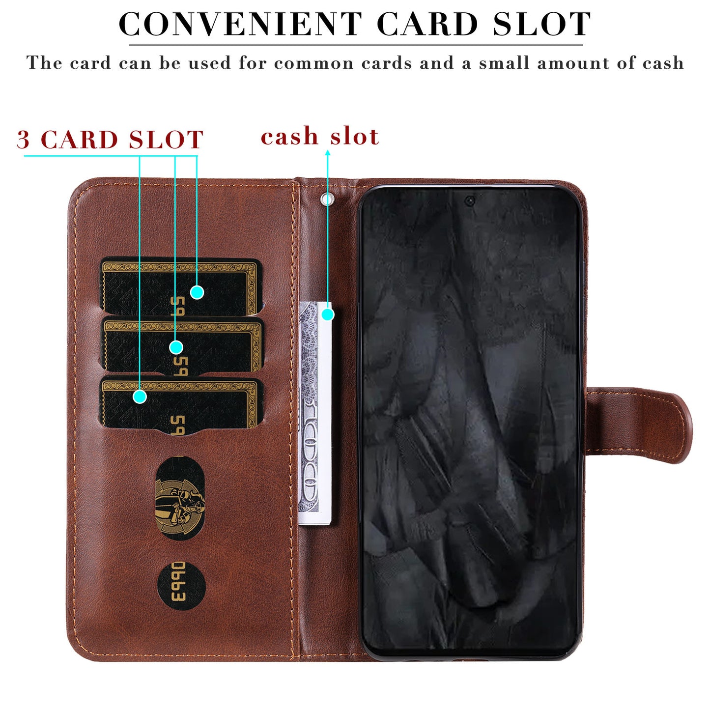 For Google Pixel 8 Pro Calf Texture Phone Case Zipper Pocket Leather Wallet Stand Cover