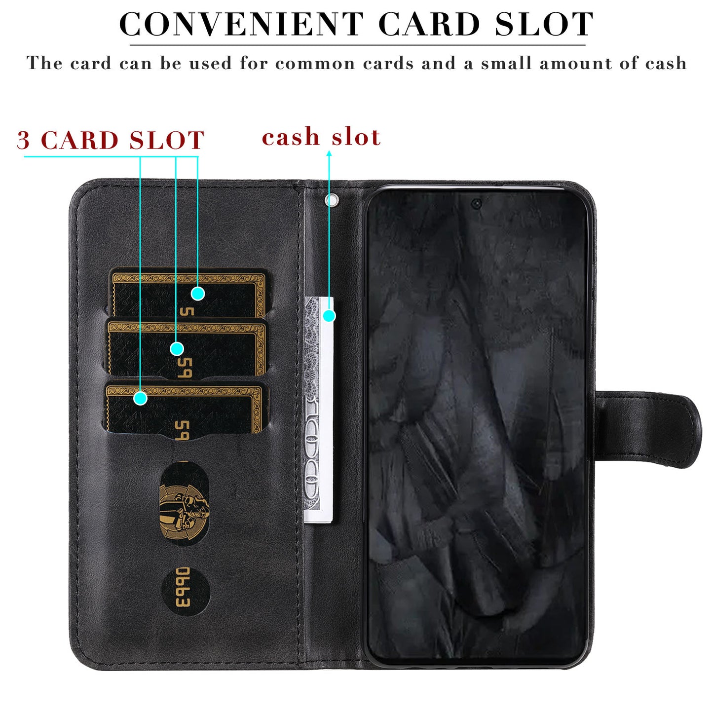 For Google Pixel 8 Pro Calf Texture Phone Case Zipper Pocket Leather Wallet Stand Cover