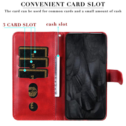 For Google Pixel 8 Pro Calf Texture Phone Case Zipper Pocket Leather Wallet Stand Cover