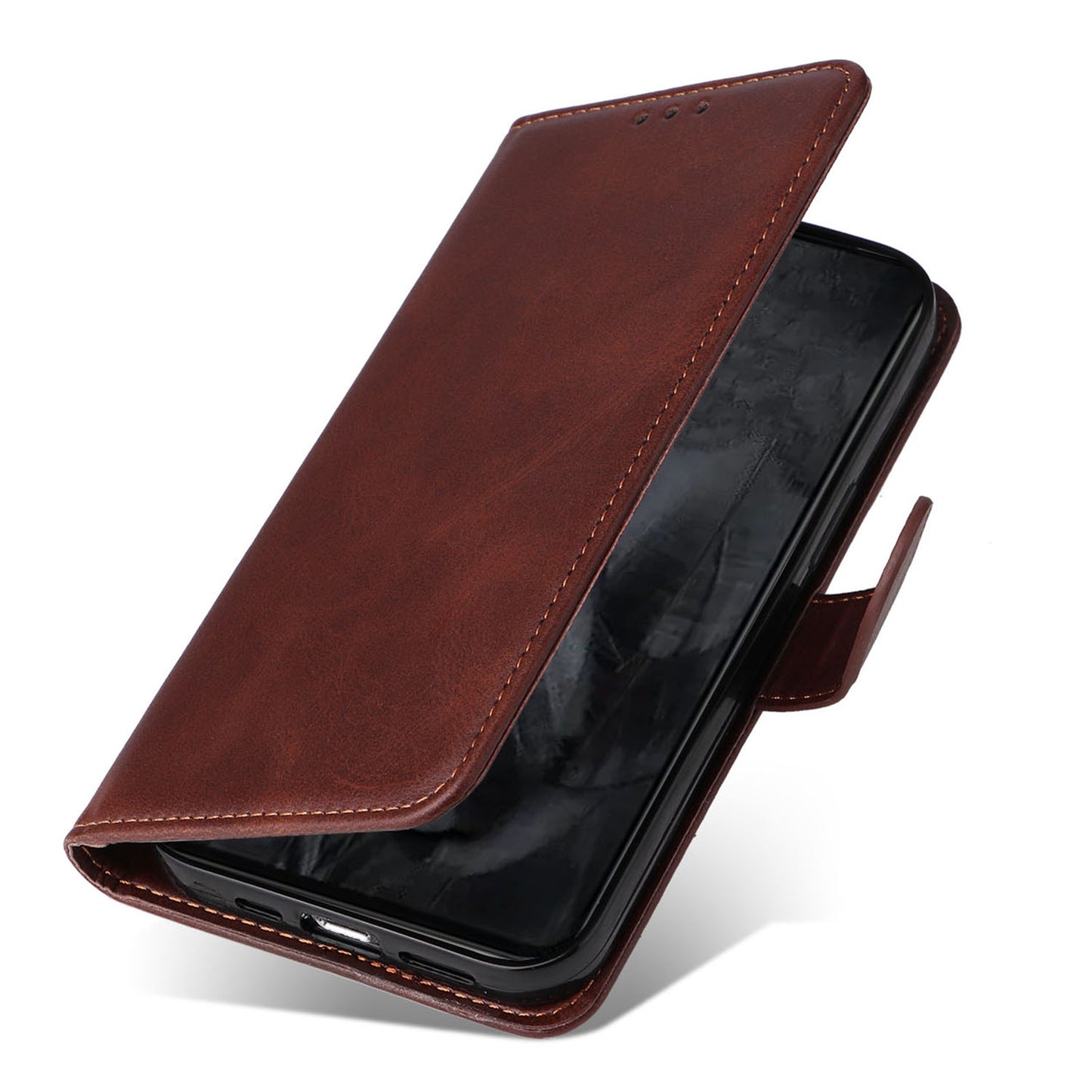 For Google Pixel 8 Pro Calf Texture Wallet Stand Flip Cover PU Leather Phone Case with Strap