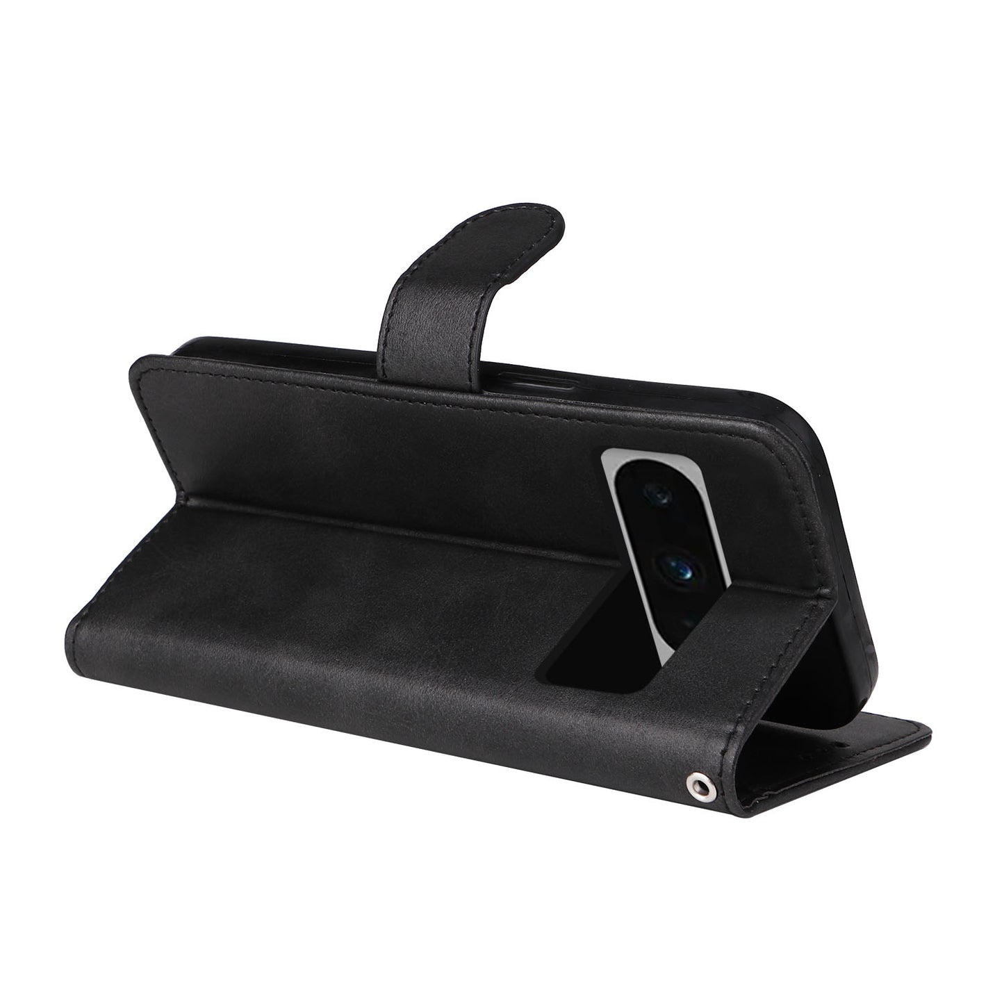 For Google Pixel 8 Pro Calf Texture Wallet Stand Flip Cover PU Leather Phone Case with Strap