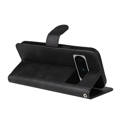 For Google Pixel 8 Pro Calf Texture Wallet Stand Flip Cover PU Leather Phone Case with Strap