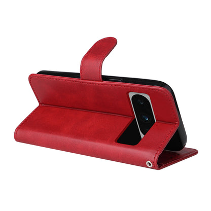 For Google Pixel 8 Pro Calf Texture Wallet Stand Flip Cover PU Leather Phone Case with Strap