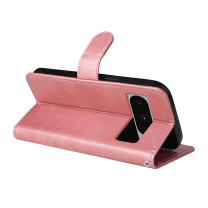 For Google Pixel 8 Pro Calf Texture Wallet Stand Flip Cover PU Leather Phone Case with Strap