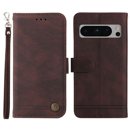 For Google Pixel 8 Pro Imprinted Lines PU Leather Wallet Phone Case Stand Cover Skin-touch Feeling Phone Shell