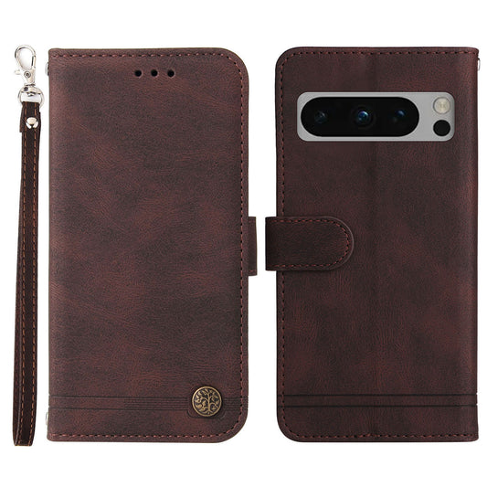 For Google Pixel 8 Pro Imprinted Lines PU Leather Wallet Phone Case Stand Cover Skin-touch Feeling Phone Shell