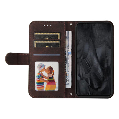 For Google Pixel 8 Pro Imprinted Lines PU Leather Wallet Phone Case Stand Cover Skin-touch Feeling Phone Shell