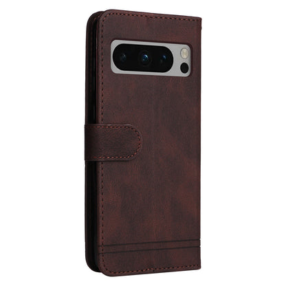 For Google Pixel 8 Pro Imprinted Lines PU Leather Wallet Phone Case Stand Cover Skin-touch Feeling Phone Shell